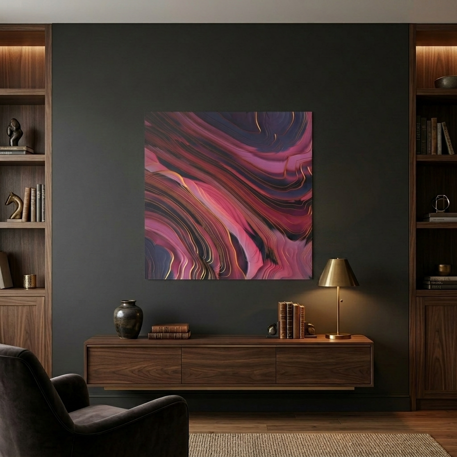 Plum Abstract Matte Canvas, Stretched, No Frame
