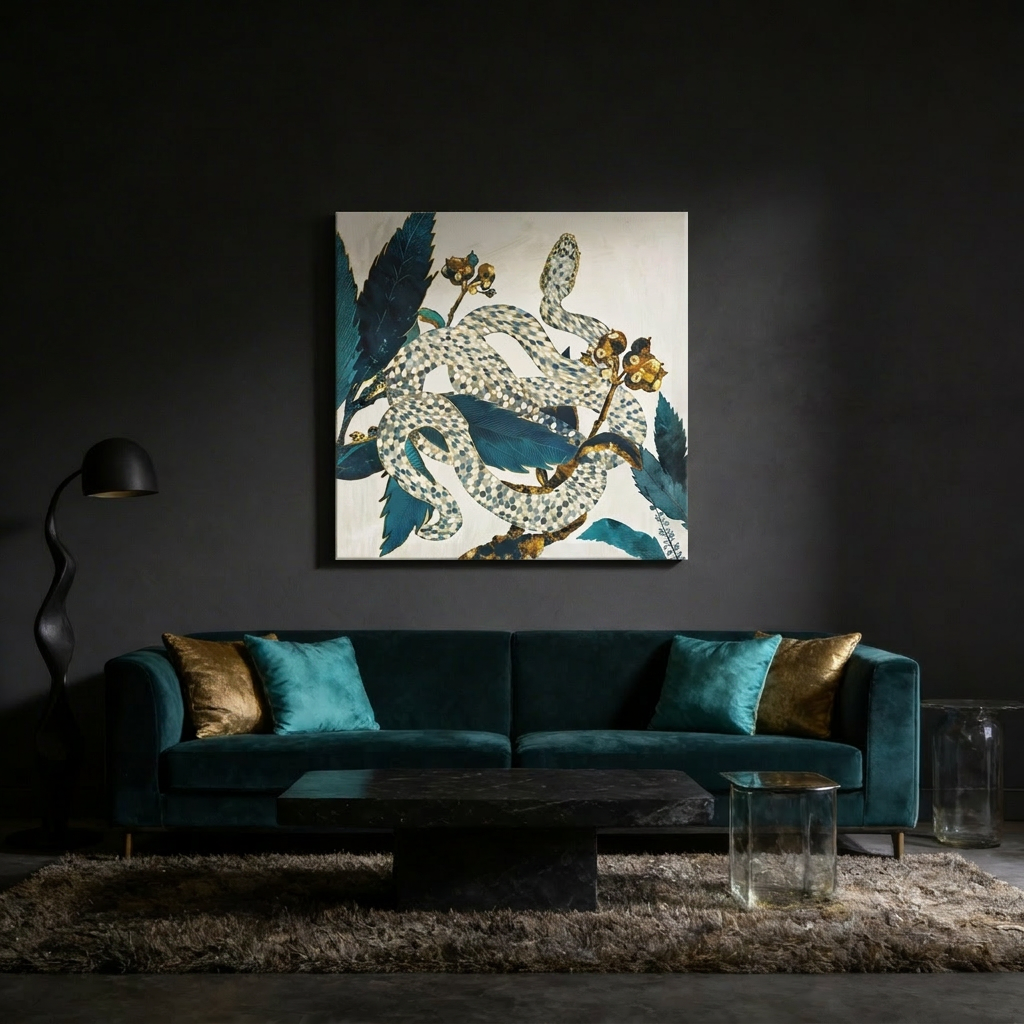 Summer Indigo Garden Matte Canvas, Stretched, No Frame