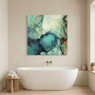 Teal Abstract Matte Canvas, Stretched, No Frame