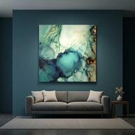 Teal Abstract Matte Canvas, Stretched, No Frame