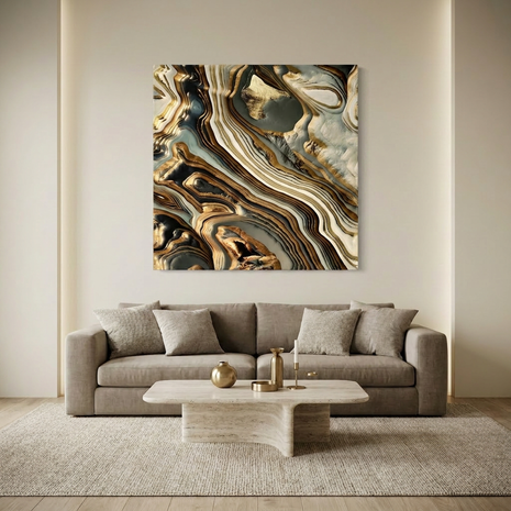 White Gold Agate Abstract Matte Canvas, Stretched, No Frame