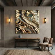 White Gold Agate Abstract Matte Canvas, Stretched, No Frame