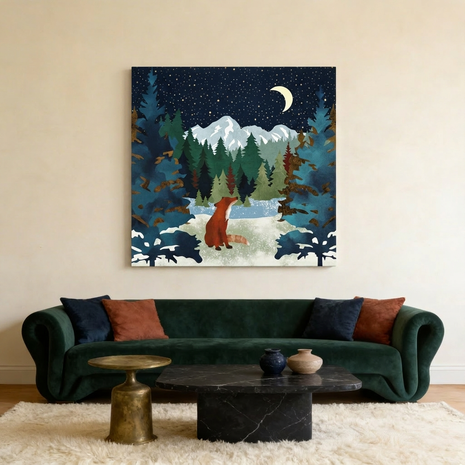 Winter Fox Matte Canvas, Stretched, No Frame
