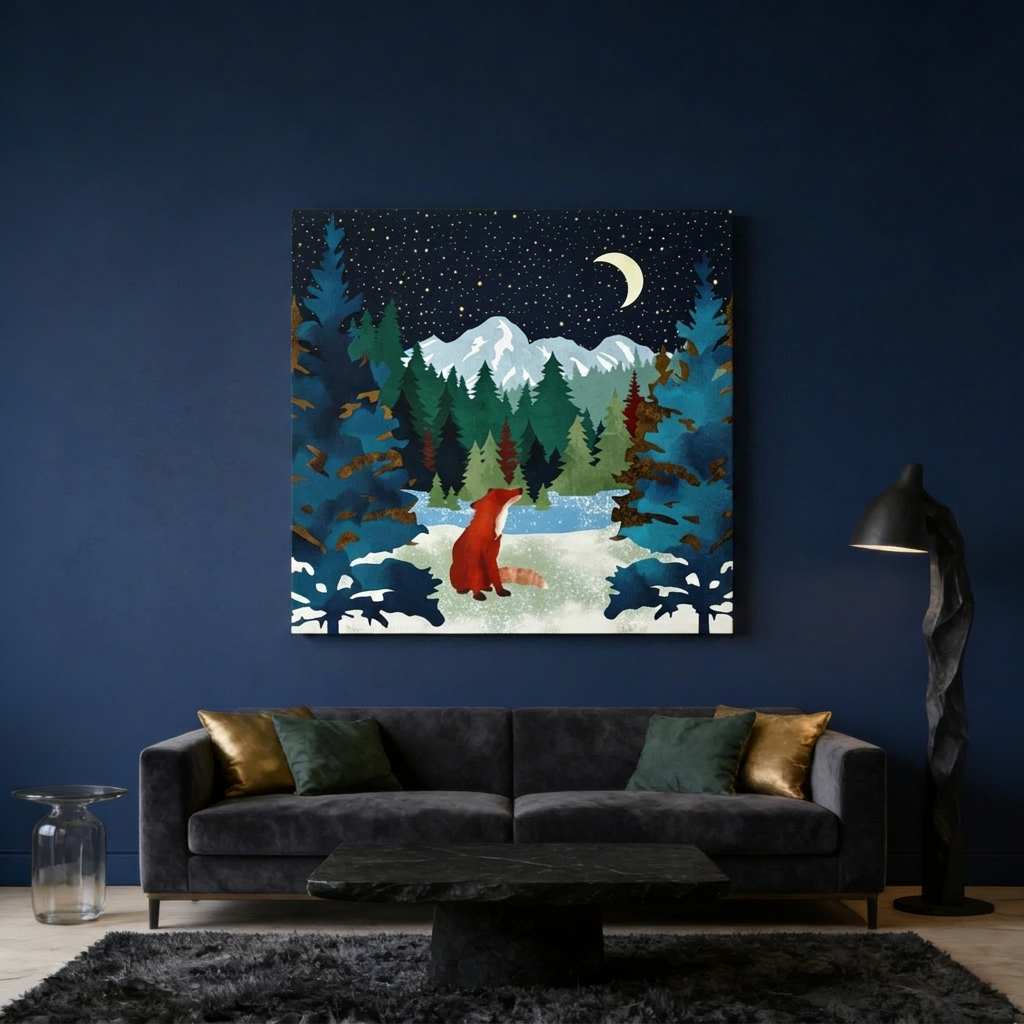 Winter Fox Matte Canvas, Stretched, No Frame