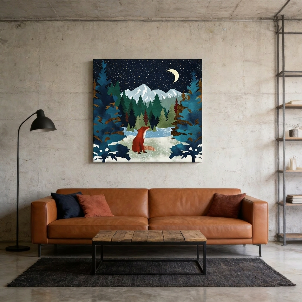Winter Fox Matte Canvas, Stretched, No Frame