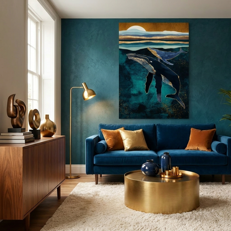 Moonlit Whales - Poster Print - No Frame