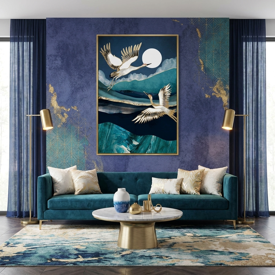 Midnight Cranes - Poster Print - No Frame