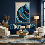 Abstract Blue with Gold - Poster Print - No Frame