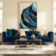 Abstract Blue with Gold - Poster Print - No Frame
