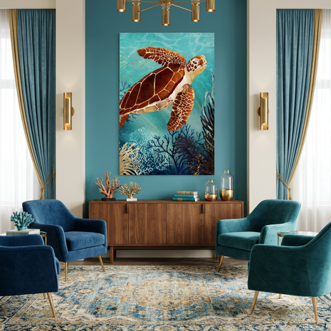 Metallic Sea Turtle - Poster Print - No Frame