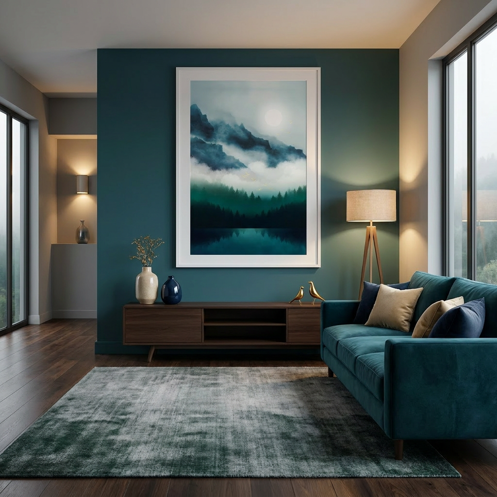 Midnight Moon Reflection - Poster Print - No Frame