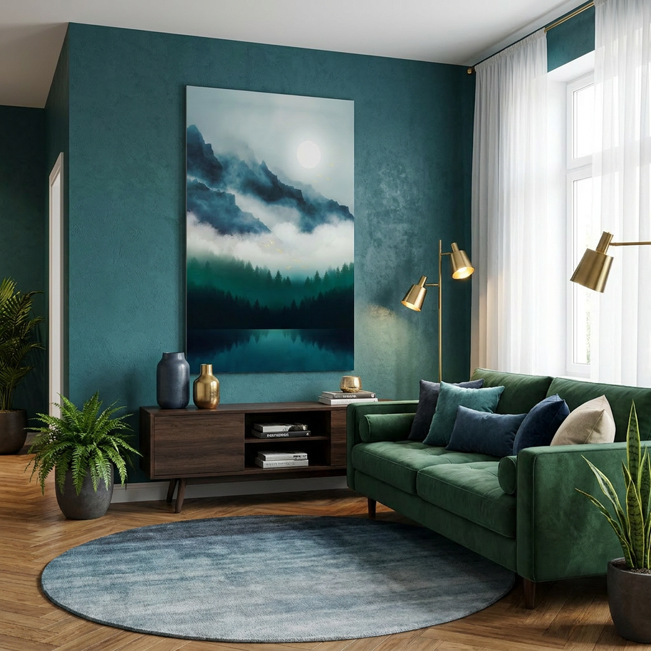 Midnight Moon Reflection - Poster Print - No Frame