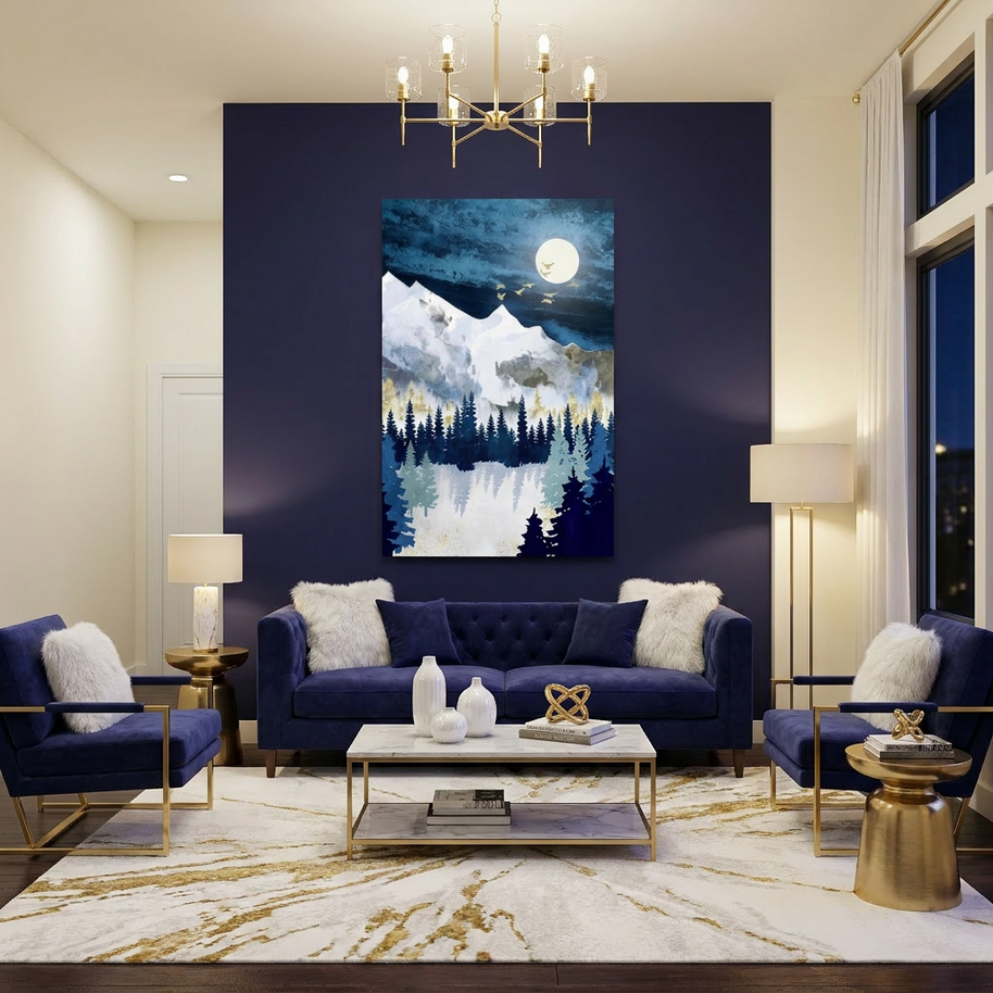 Moonlit Snow - Poster Print - No Frame