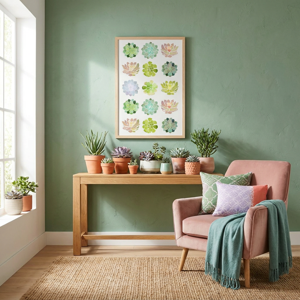 Spring Succulents - Poster Print - No Frame