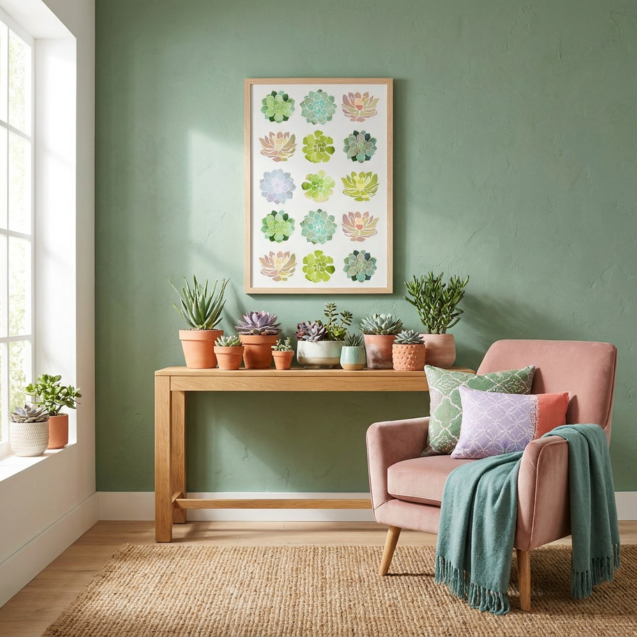 Spring Succulents - Poster Print - No Frame