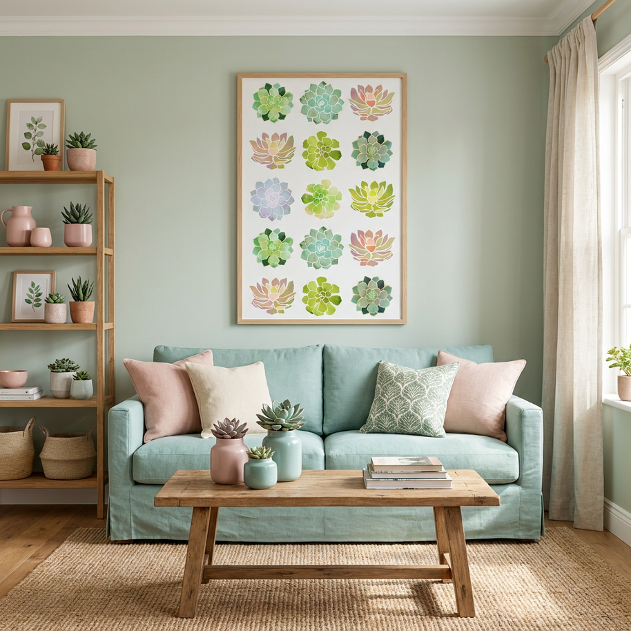 Spring Succulents - Poster Print - No Frame