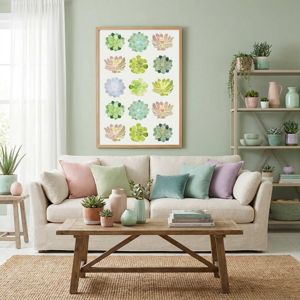 Spring Succulents - Poster Print - No Frame