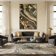 White Gold Agate Abstract - Poster Print - No Frame