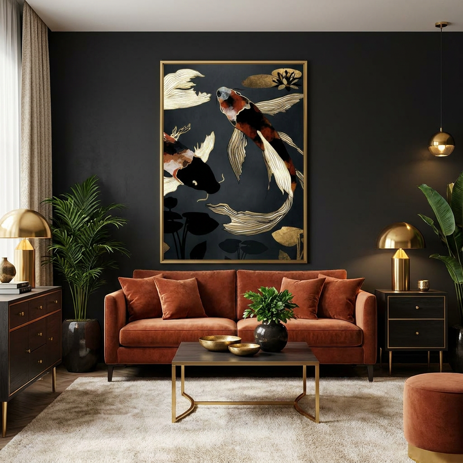 Metallic Koi IV - Poster Print - No Frame