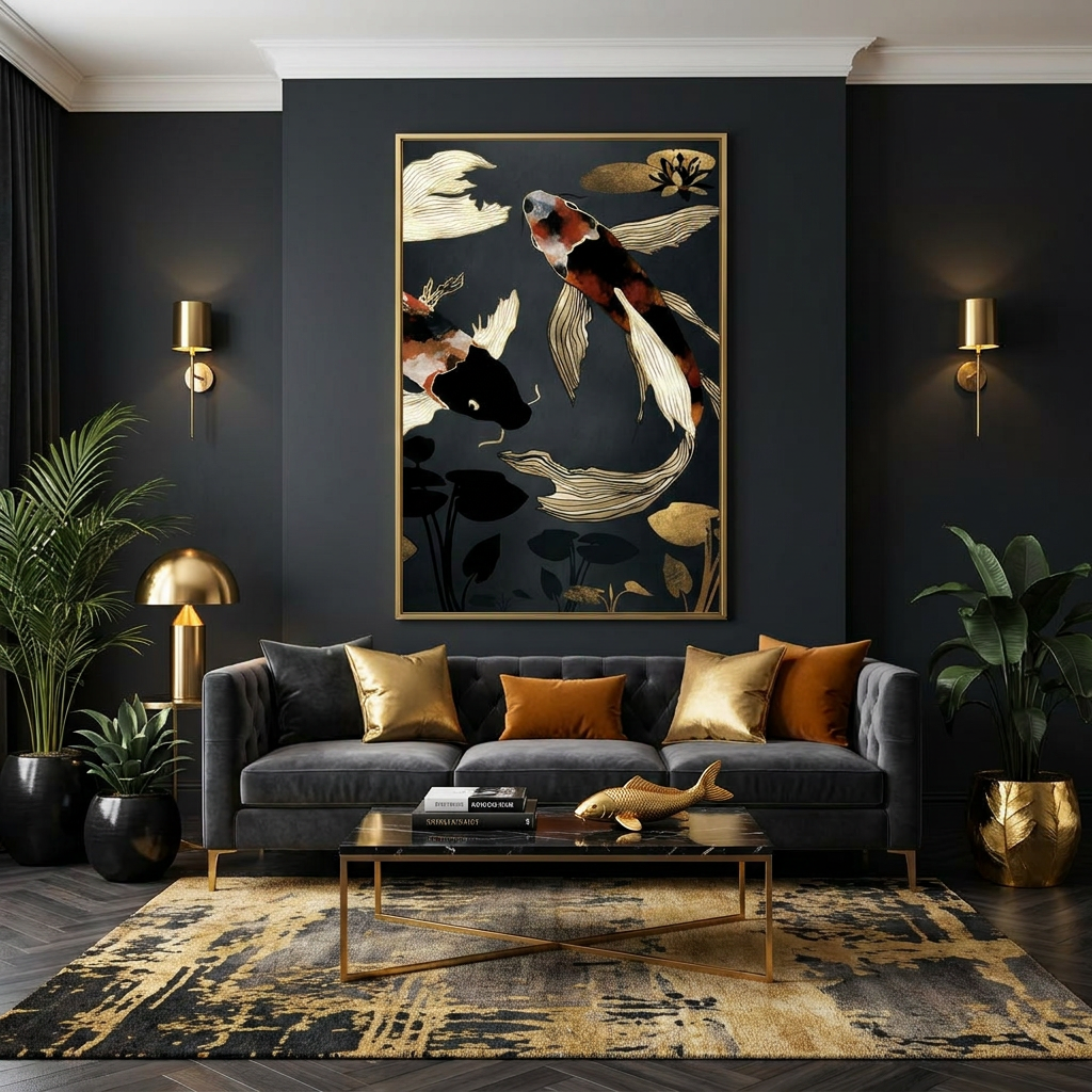 Metallic Koi IV - Poster Print - No Frame
