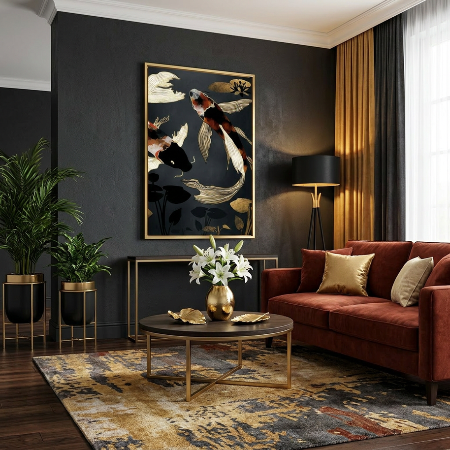 Metallic Koi IV - Poster Print - No Frame