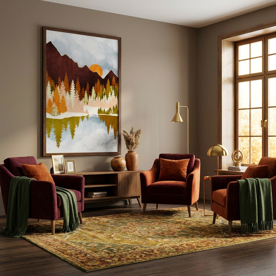 Winter Lake Forest - Poster Print - No Frame