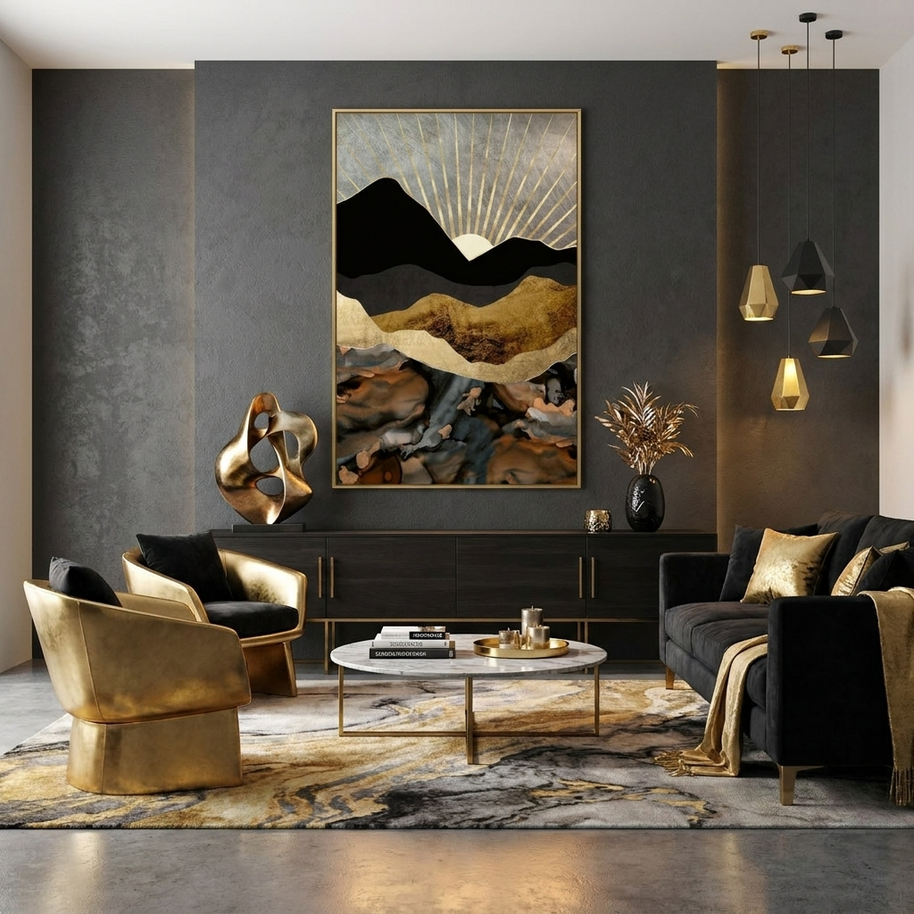 Copper and Gold Mountains - Poster Print - No Frame
