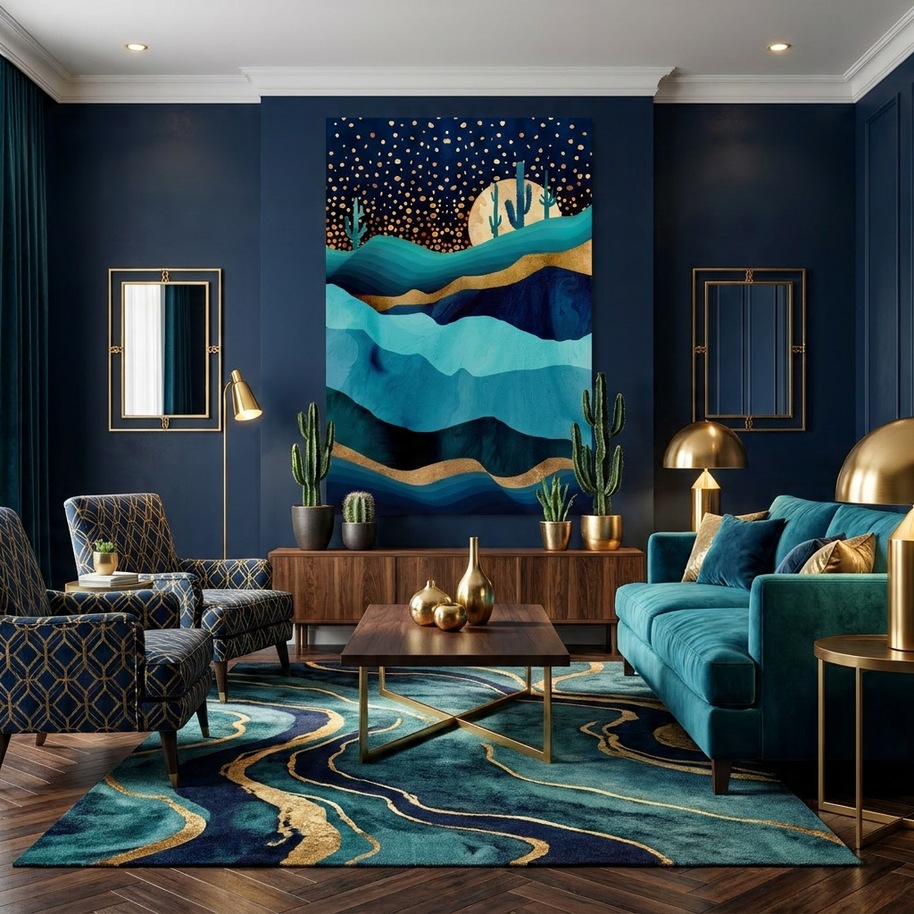 Indigo Desert Night - Poster Print - No Frame