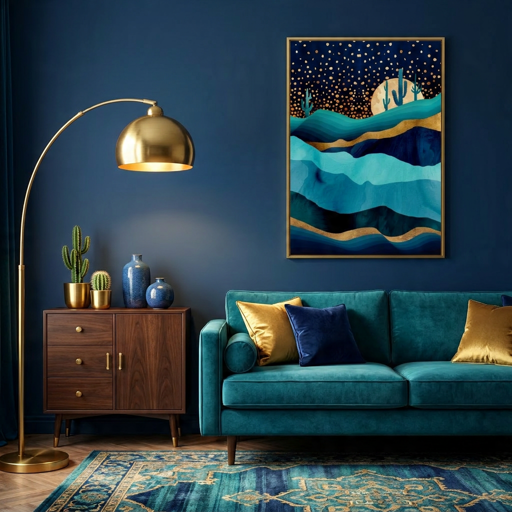 Indigo Desert Night - Poster Print - No Frame