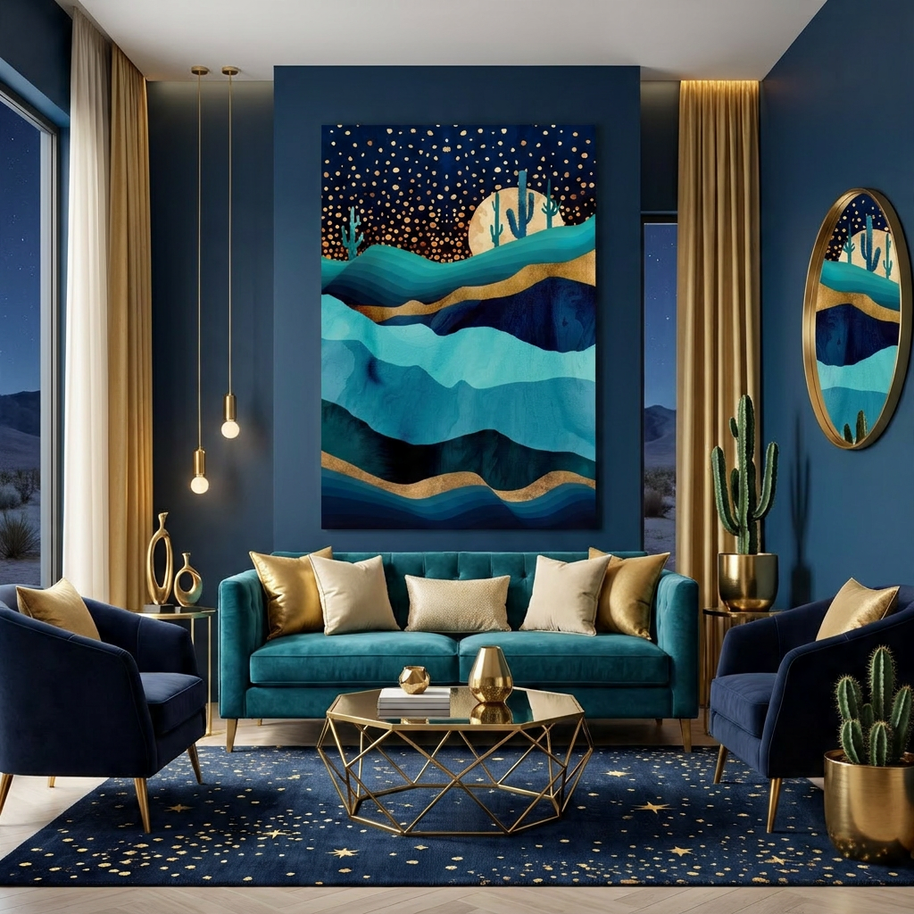 Indigo Desert Night - Poster Print - No Frame