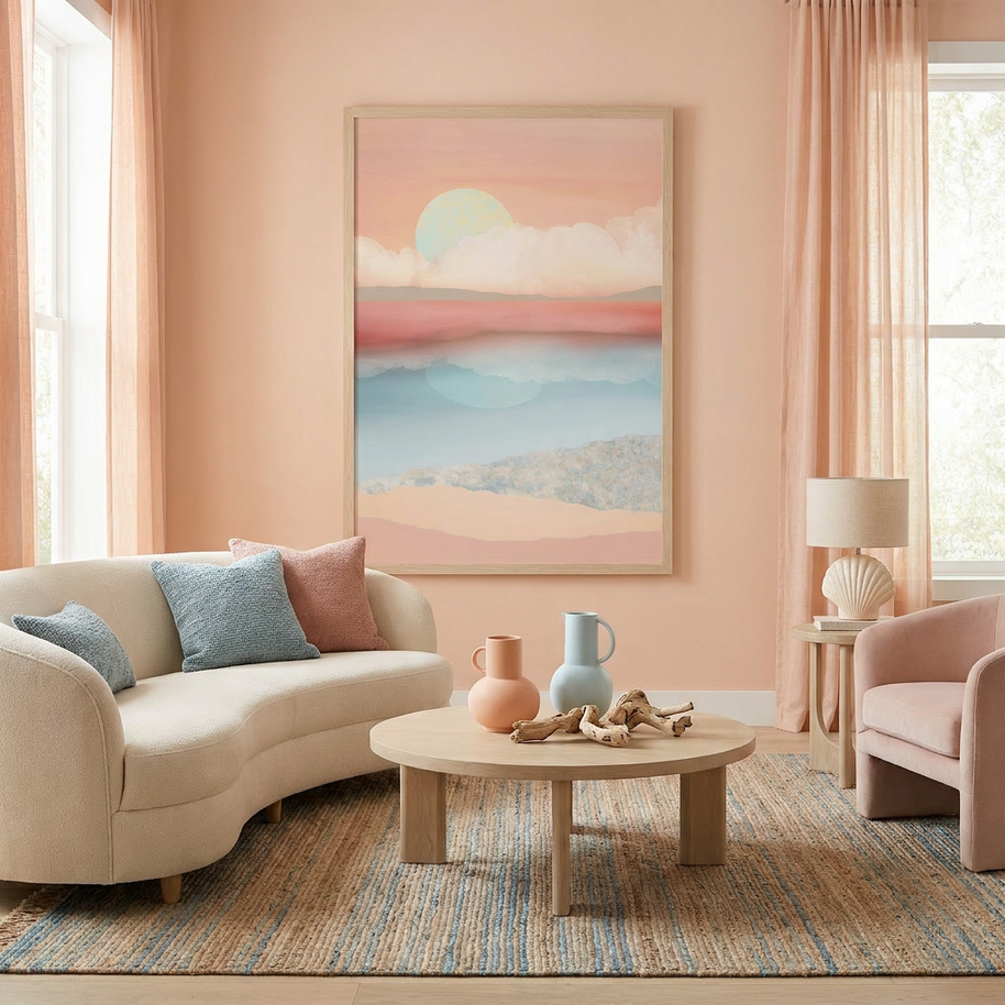 Mint Moon Beach - Poster Print - No Frame
