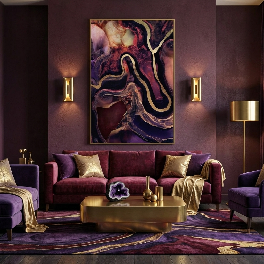 Golden River Abstract - Poster Print - No Frame