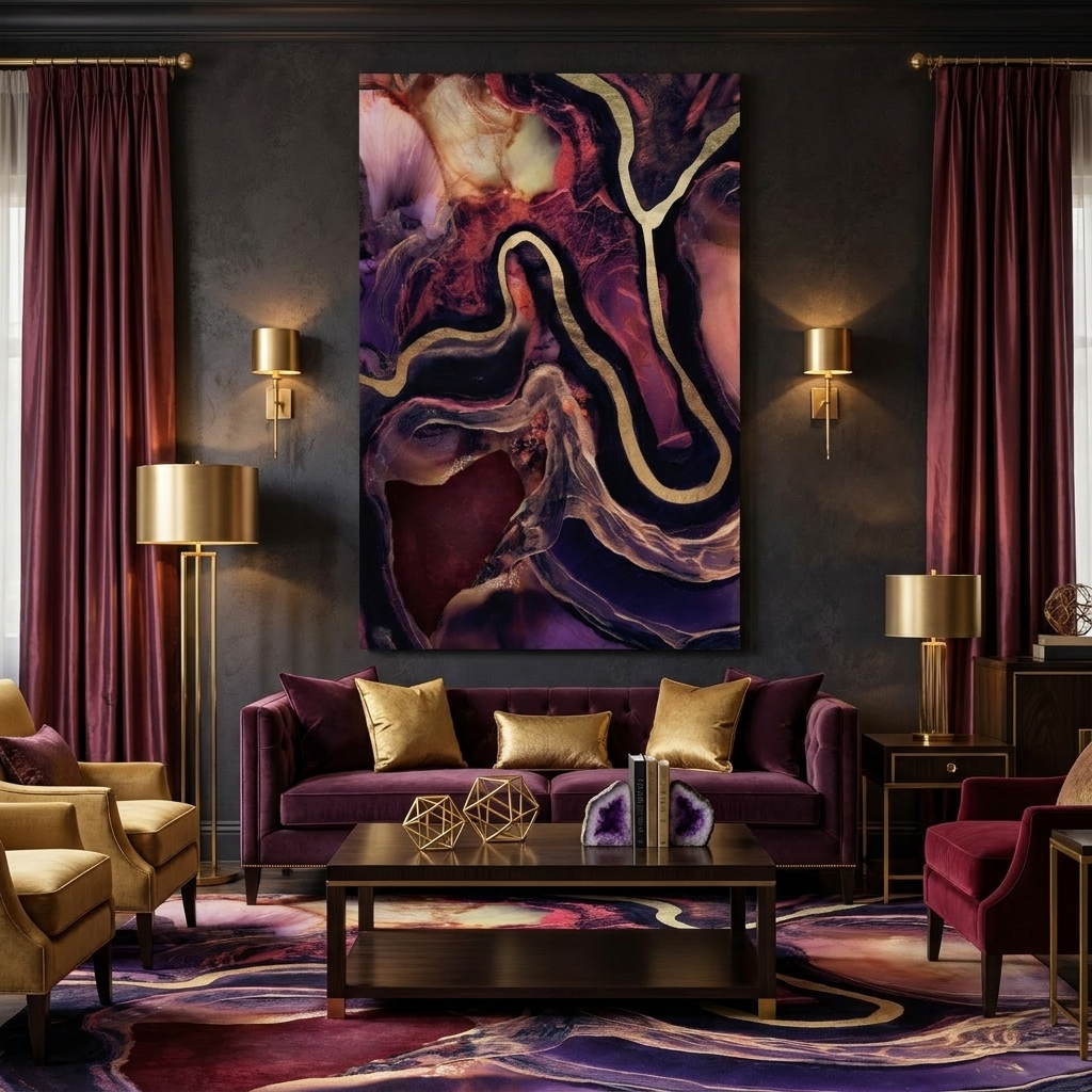 Golden River Abstract - Poster Print - No Frame