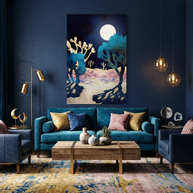 Desert Lake Moonlight - Poster Print - No Frame