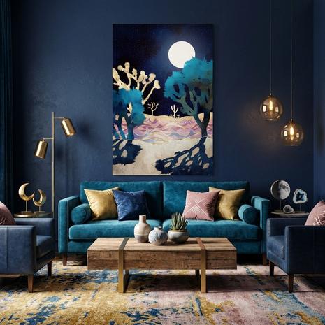Desert Lake Moonlight - Poster Print - No Frame