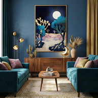 Desert Lake Moonlight - Poster Print - No Frame