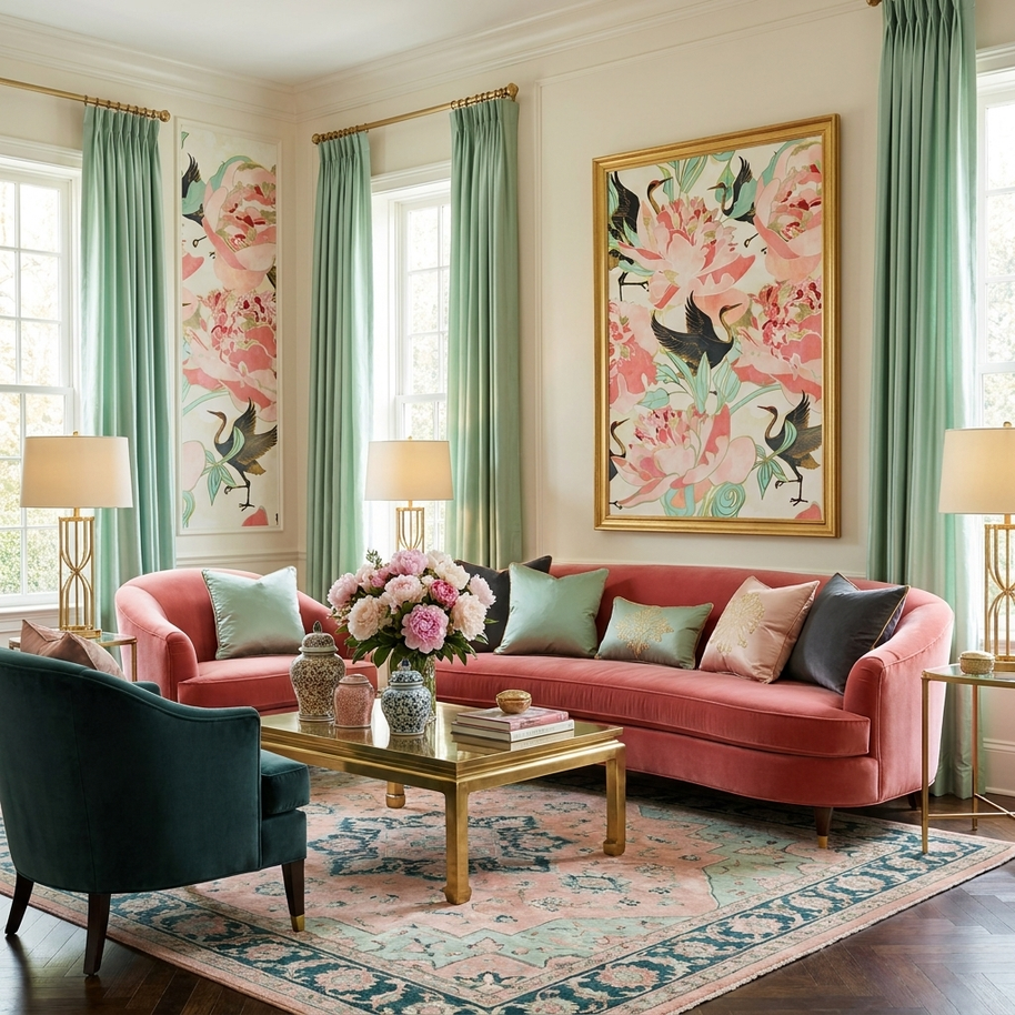 Floral Cranes - Poster Print - No Frame