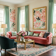 Floral Cranes - Poster Print - No Frame