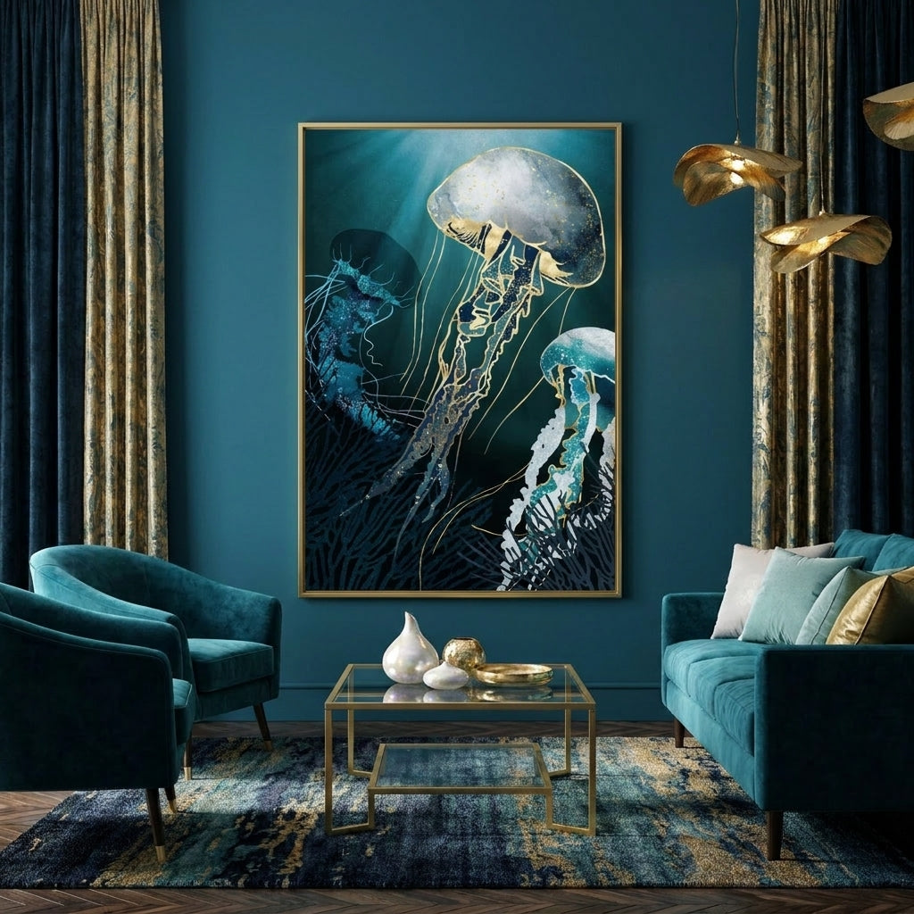 Metallic Jellyfish V - Poster Print - No Frame