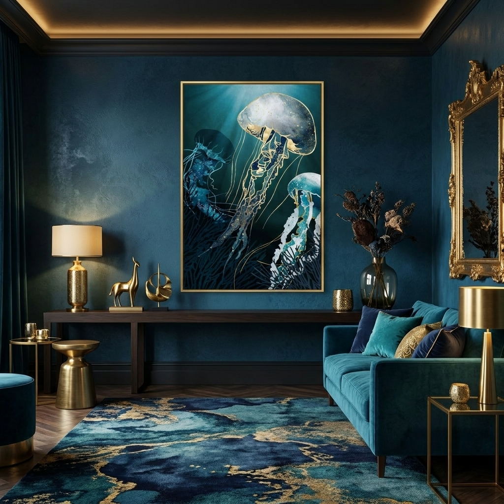 Metallic Jellyfish V - Poster Print - No Frame