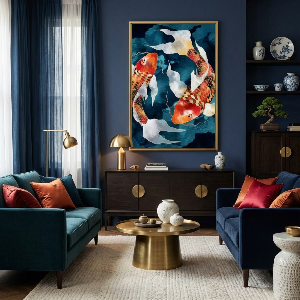 Metallic Koi II - Poster Print - No Frame