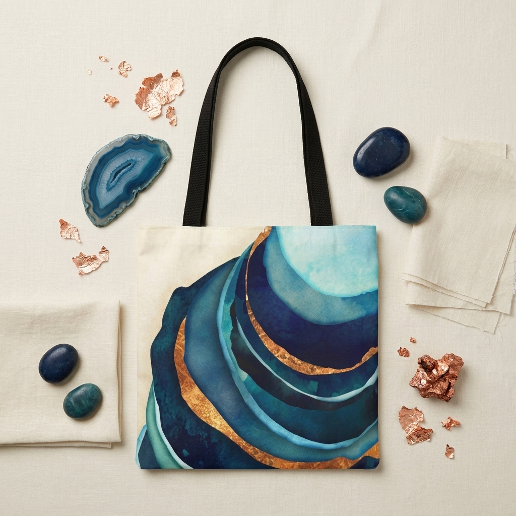 Abstract Blue with Gold - Tote Bag
