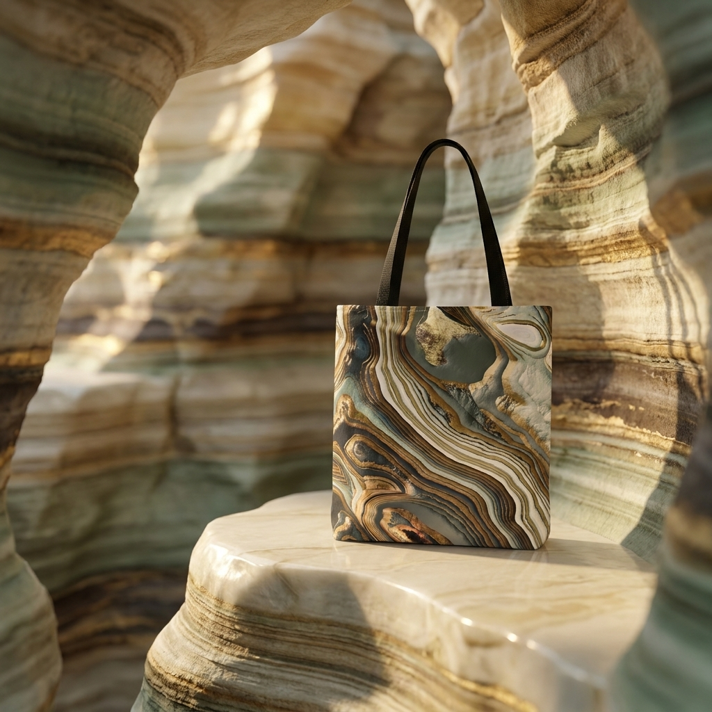 White Gold Agate Abstract - Tote Bag