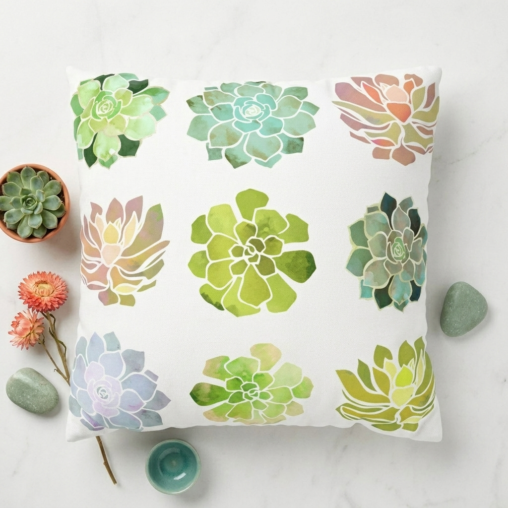 Spring Succulents - Decorative Pillow Cover