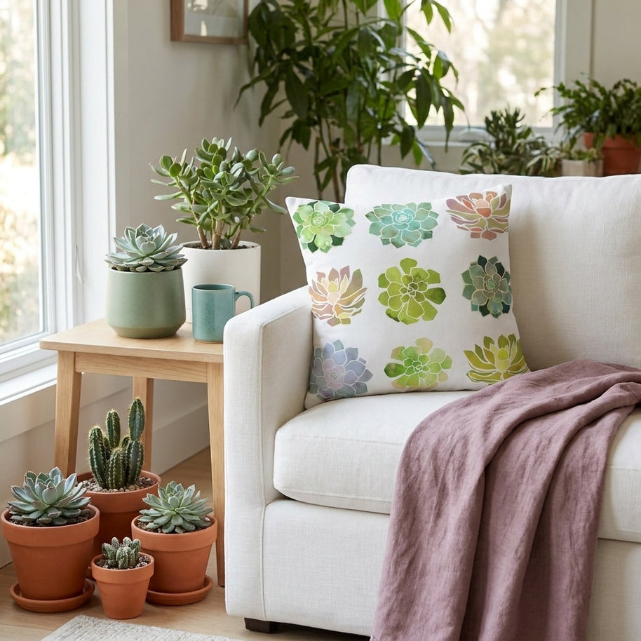Spring Succulents - Decorative Pillow Cover