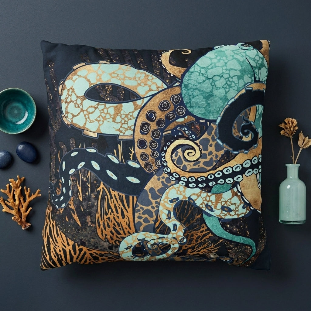 Metallic Octopus II - Decorative Pillow Cover
