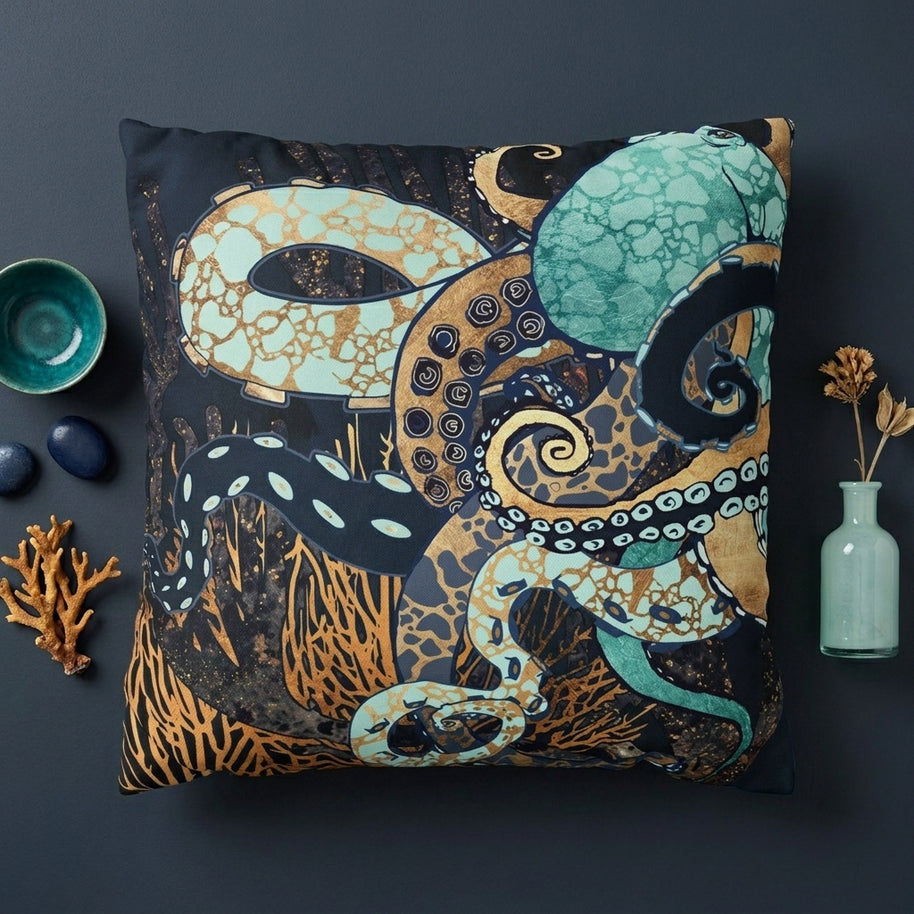 Metallic Octopus II - Decorative Pillow Cover