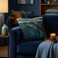Moonlit Whales - Decorative Pillow Cover