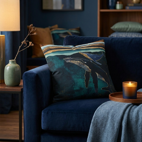 Moonlit Whales - Decorative Pillow Cover