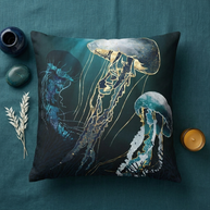 Metallic Jellyfish V - Decorative Pillow Cover